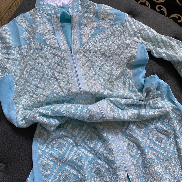 Embroidered kameez set in blue, size 42 - Picture 3 of 5